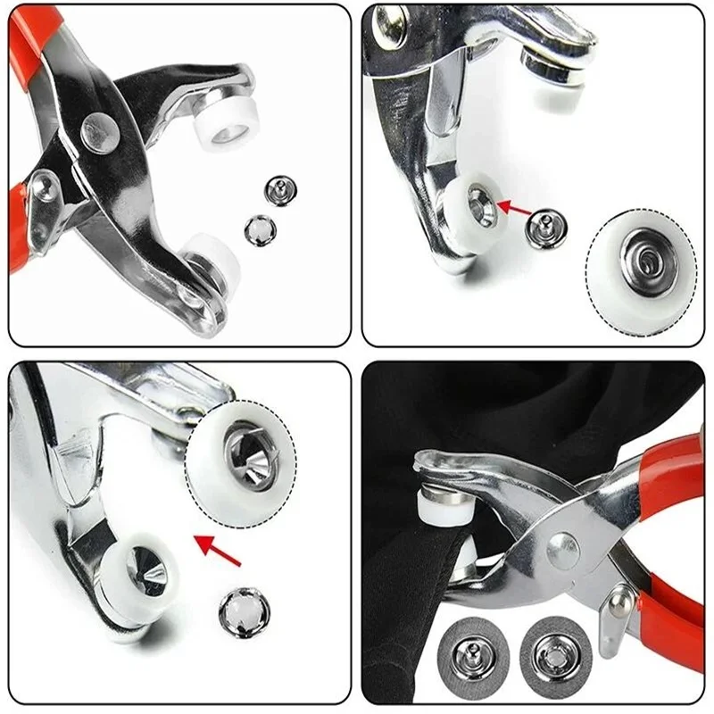 Metal Snaps Buttons Pliers Set Snap Fasteners Kit Tool Sewing Buttons Press Studs Snap Sew Tool for Installing Clothes Bags 4