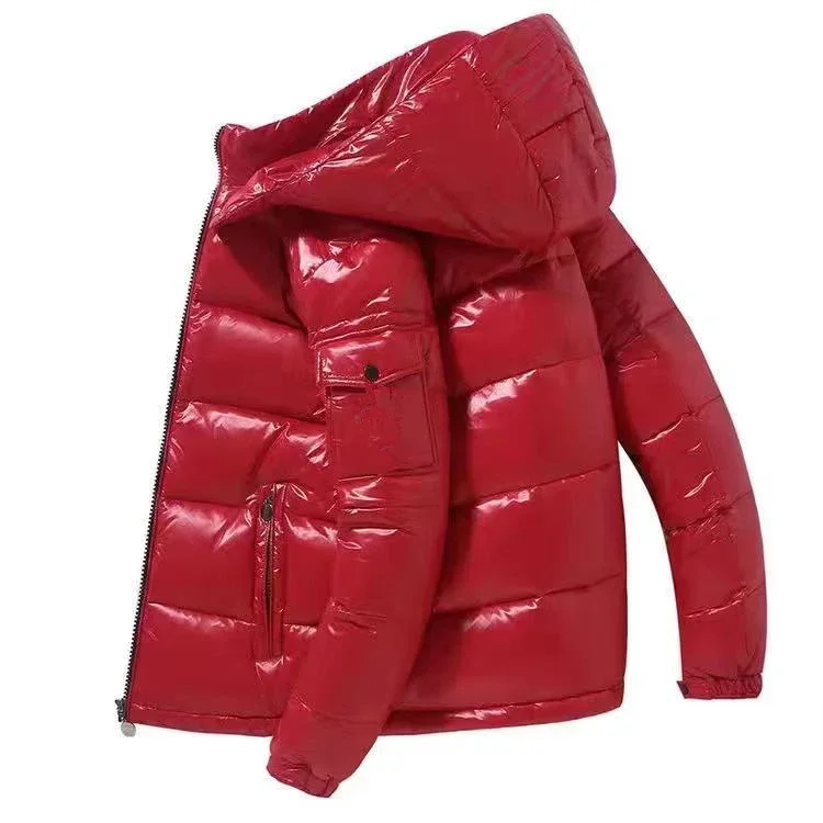 New Korean style glossy wash-free down jacket short couple fashion trend retro loose thickened white duck down winter jacket 3