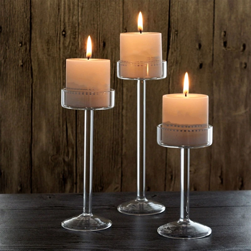 

Tall Glass Holder Transparent Candlestick Holder Stand Table Centerpiece for Home Bedroom Wedding Party Romantic M68E