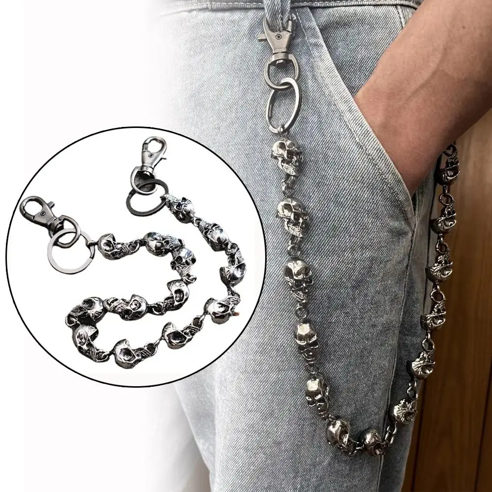 Fashion Gothic Jeans Pants Link Coil Punk Skull Belt Heavy Duty Waist Chain Adjustable Strap