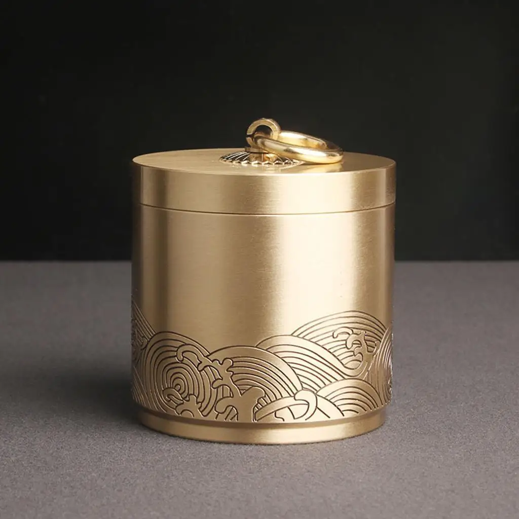 

Brass Ashtray with Lid Retro Auspicious Cloud Pattern Ashtray Desktop Ornaments National Trend Simple Tea Storage Jar Craft Gift