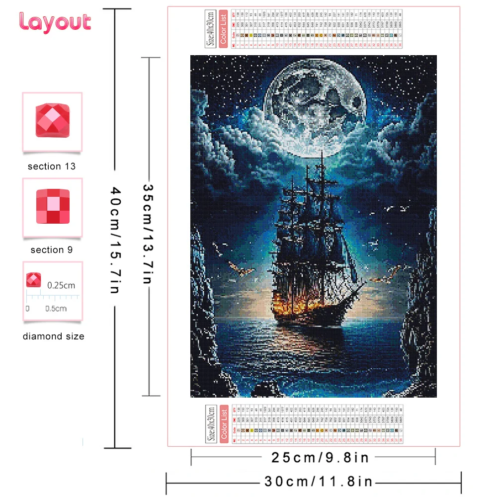 Huacan Full Diamond Embroidery Landscape Cross Stitch Kits DIY Diamond Mosaic Moon Rhinestone Pictures Gift Decorative Paintings 2