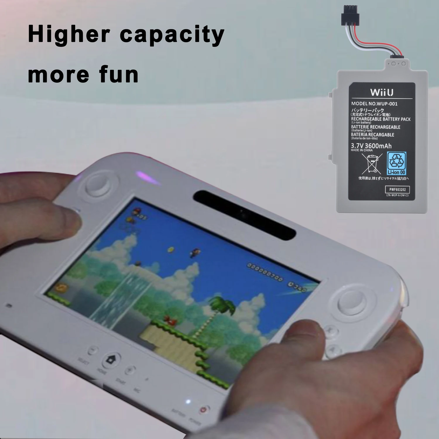 Remplacement de la batterie pour Nintendo Wii U Wii-U, 3.7V, 1500mAh,  contrôleur Wiiu, manette de jeu Joystick, cellules au lithium rechargeables