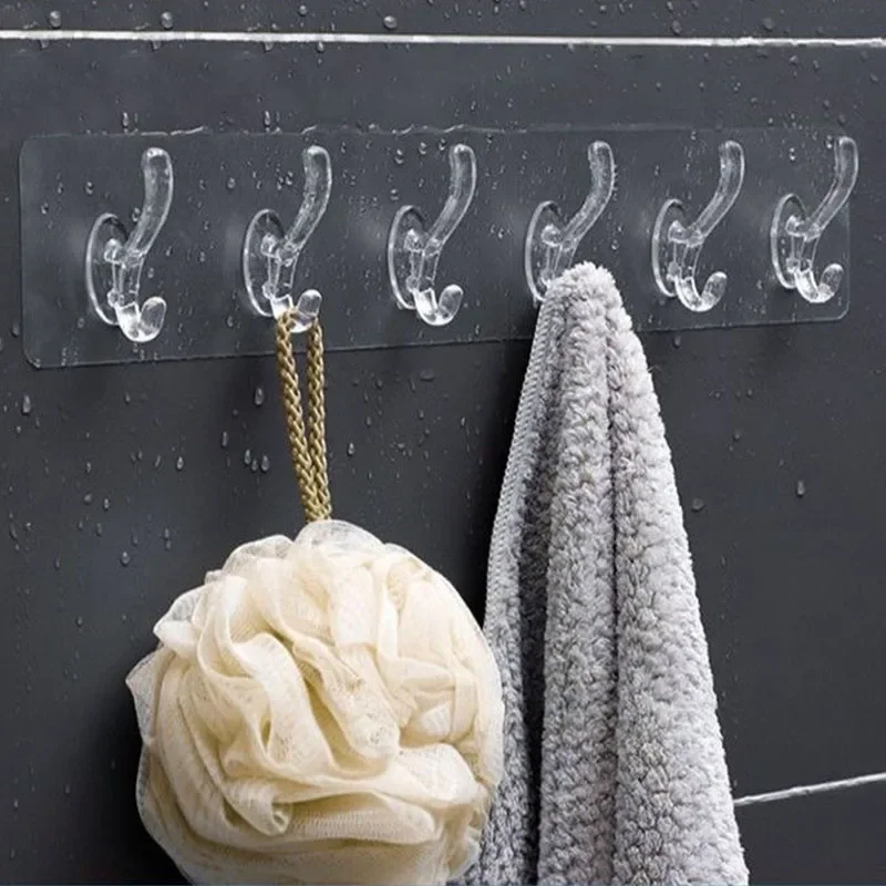 Multifunctional Hooks 3/6 Hooks Transparent Holder Rack