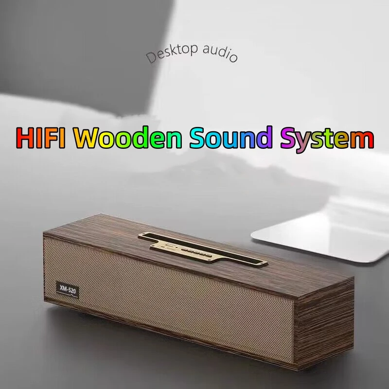 

Caixa De Som Vintage Wooden FM Radio Multi functional Desktop Computer Bluetooth Speaker Bass Speaker Echo Wall AUX \ TF \ USB