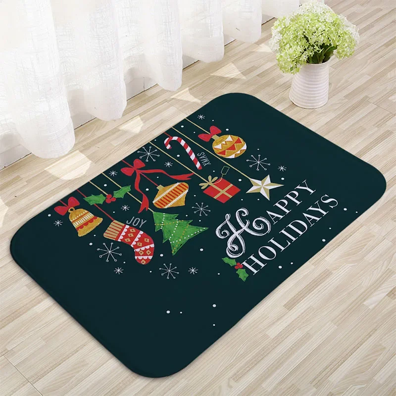 

Merry Christmas Door Mat Flannel Outdoor Carpet Bathroom Kitchen Bedroom Doormat Navidad Noel Xmas Gift Home Decor 50*80cm