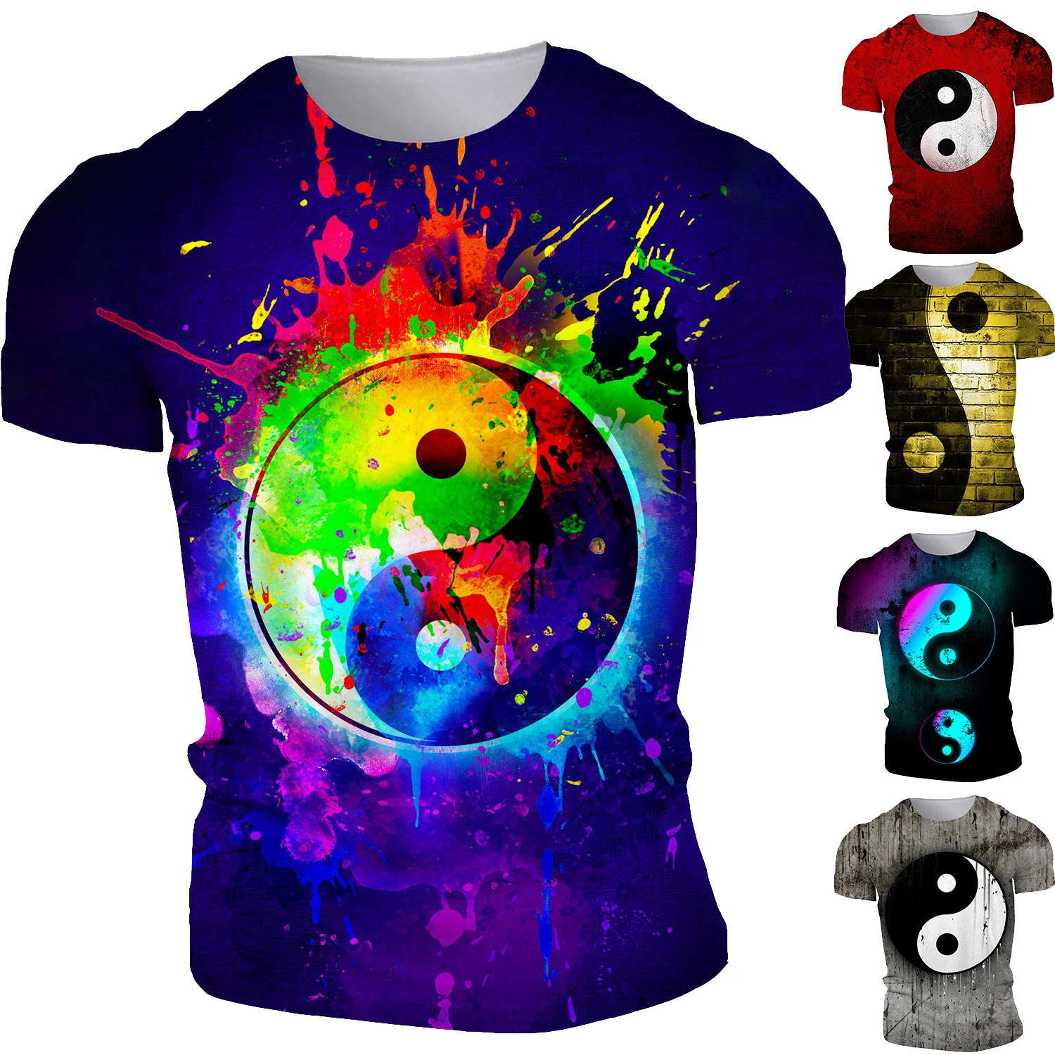

Футболка с 3d принтом Tai Chi Yin & Yang, необычная забавная футболка с коротким рукавом