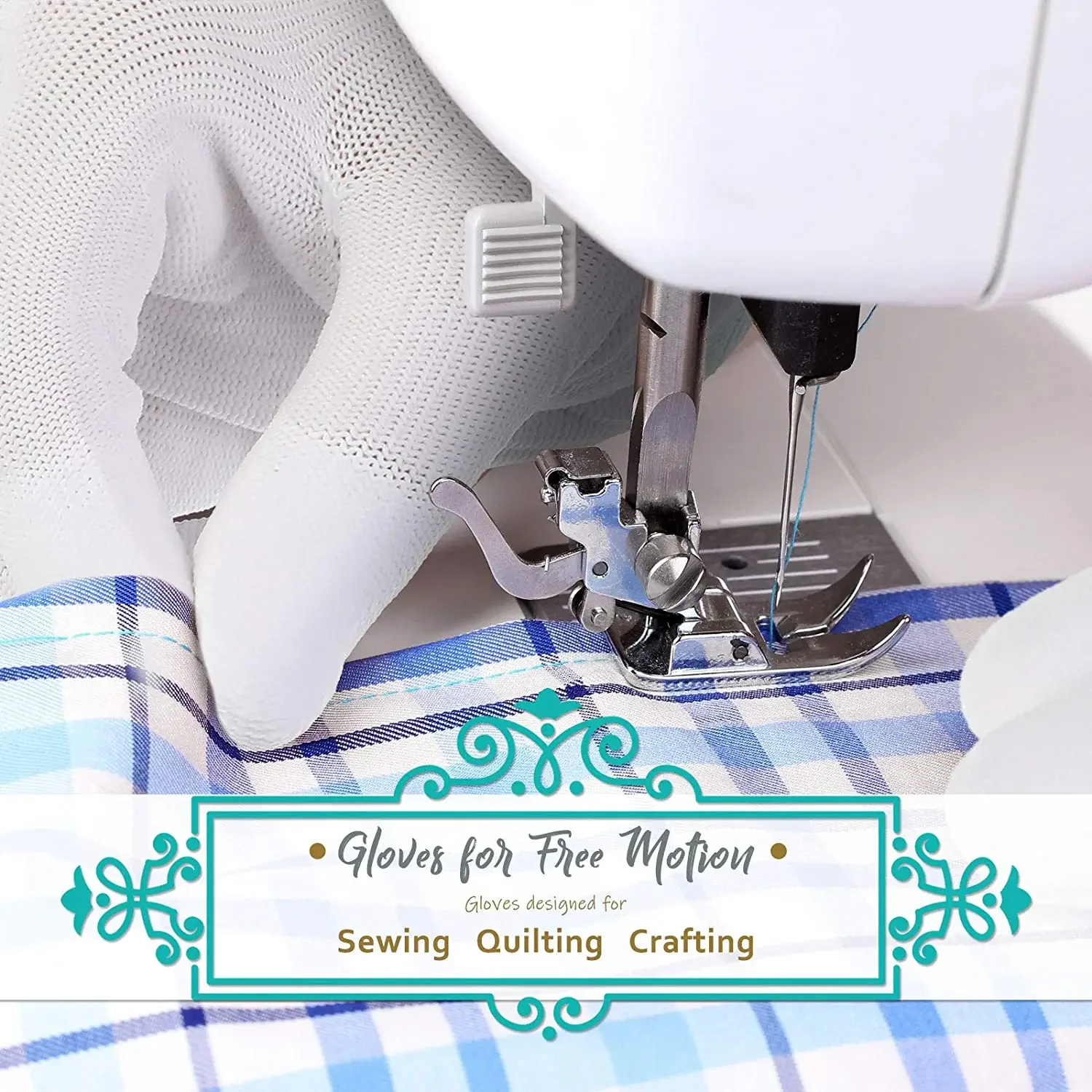 Quilting Gloves 2Pairs Working Gloves Quilting Gloves Free-Motion Quilting White Nylon Sewing Glove Grip Fingertip Crafting Quilter