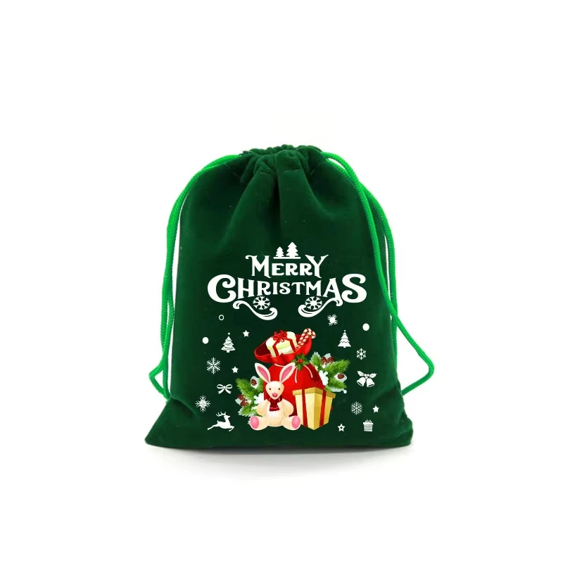 Description Picture 6 of item5Pcs/Lot Christmas Velvet Bags Advent Calendar Xmas Gift Bags 9x12 10x16cm Drawstring Pouch Xmas Candy Jewelry Packaging Bags