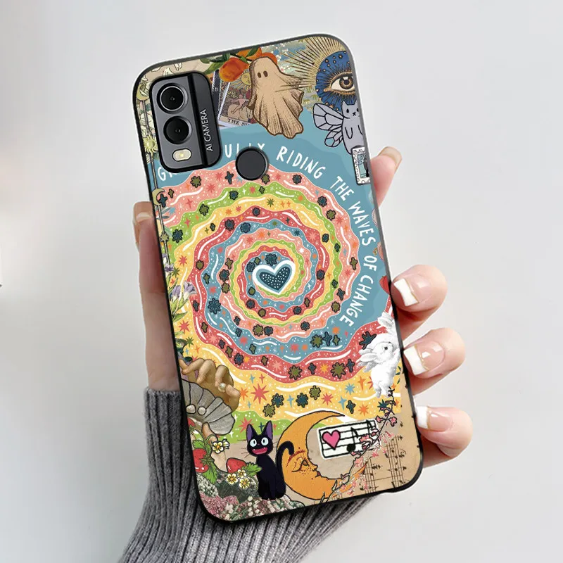Aesthetic Cute Cat Astronaut Black Silicone Phone Case Shell