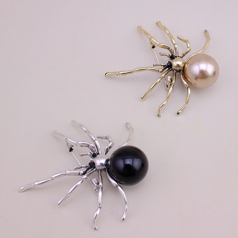 TANGTANG Large Spider Brooch Antique Silver/Gold Plated Brooch Pin Retro  Vintage Simulated Pearl Brooch Cool Jewelry Pin New - AliExpress