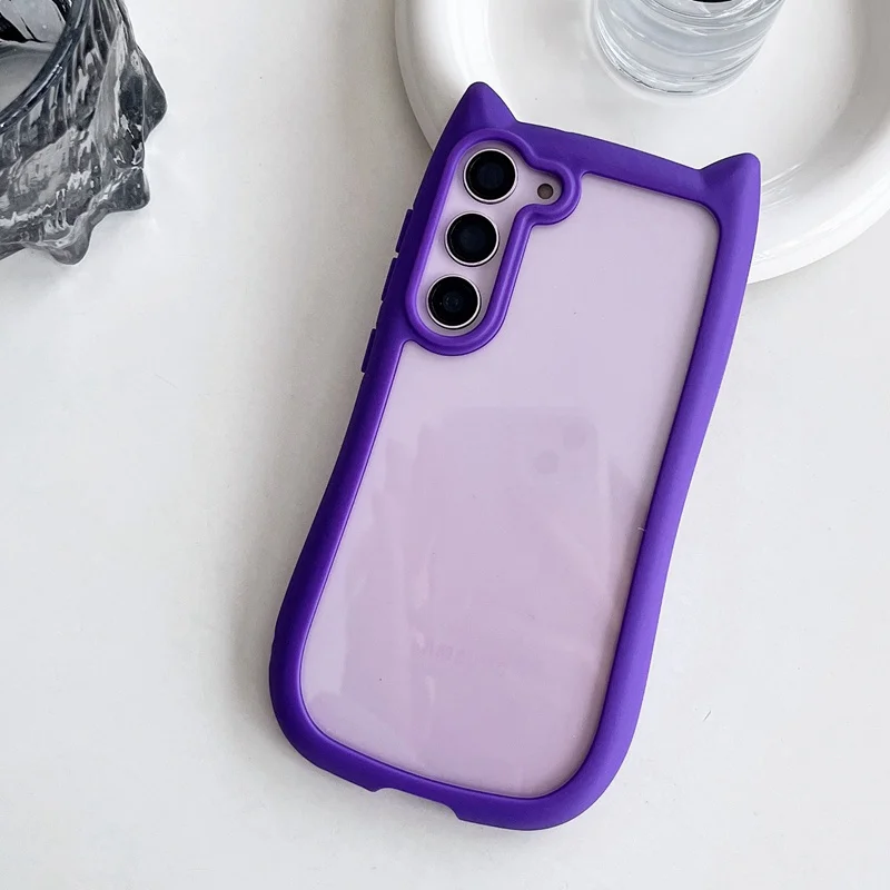 Cute Cat Ear Transparent Phone Case with Soft Border and Shockproof Design