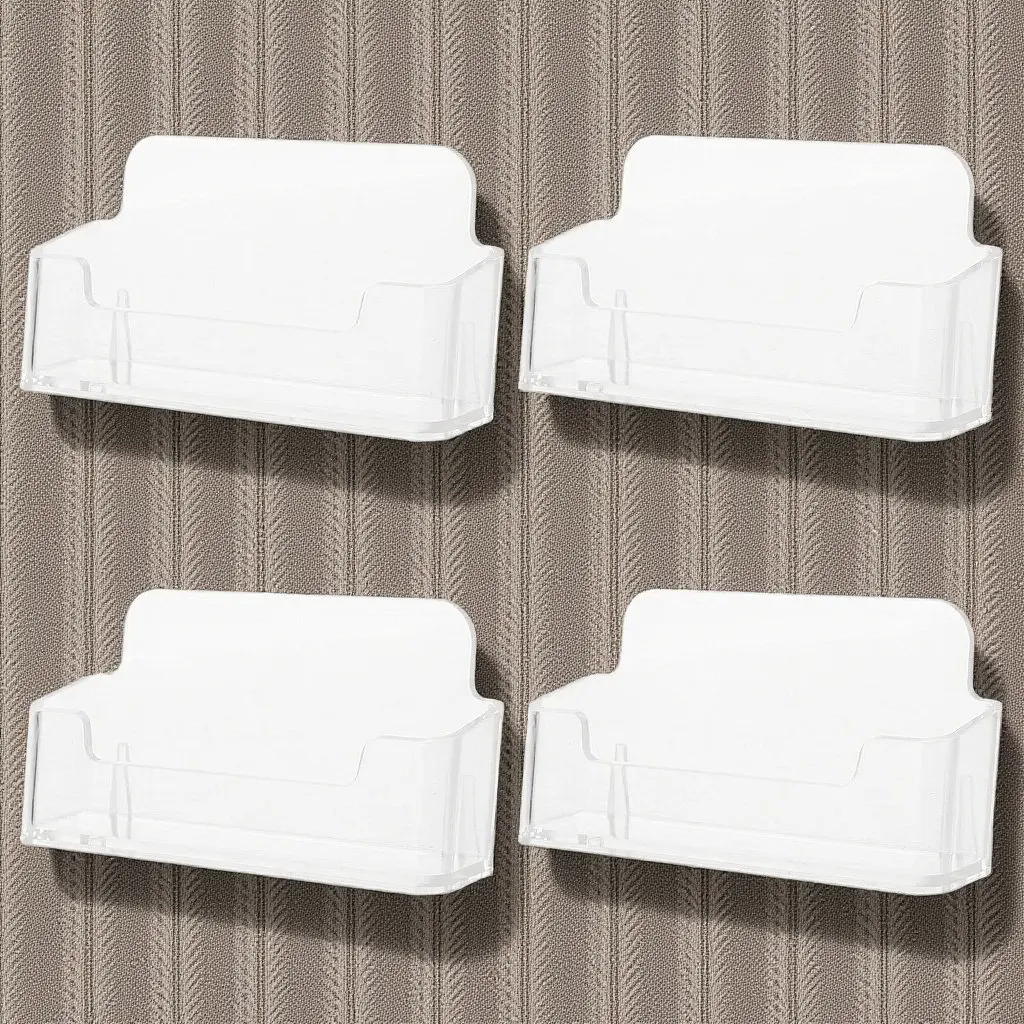 4Pcs 아크릴 명함 홀더 투명 데스크탑 카드 스탠드 안정적인 데스크 주최자 투명 카드 디스플레이 스탠드