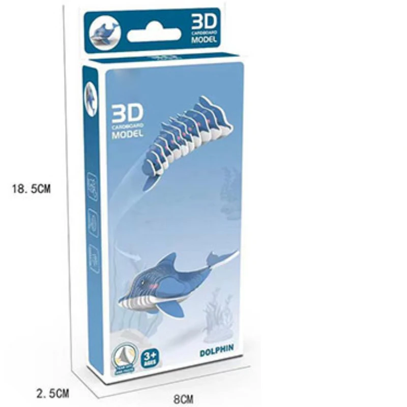 Animal Series 3D Paper Puzzle for Kids Dolphin Educational Montessori Toys Funny DIY Manual Assembly Three-dimensional Model Toy 3