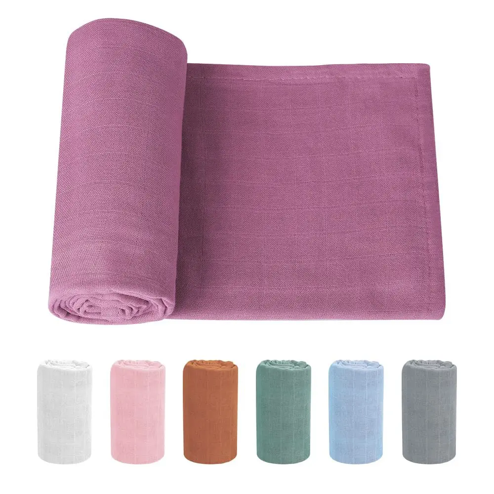 

HappyFlute Pure Color 1pcs Muslin Cotton Fabric Baby Swaddle Super Soft Light Blanket Baby Infant Wrap