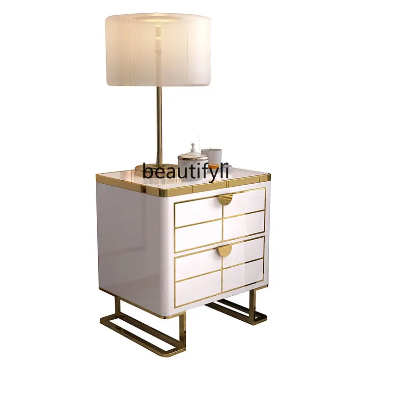 

Stainless Steel Corner Table Side Table Light Luxury Living Room Side Cabinet Square Foot Table Coffee Table Bedside Table