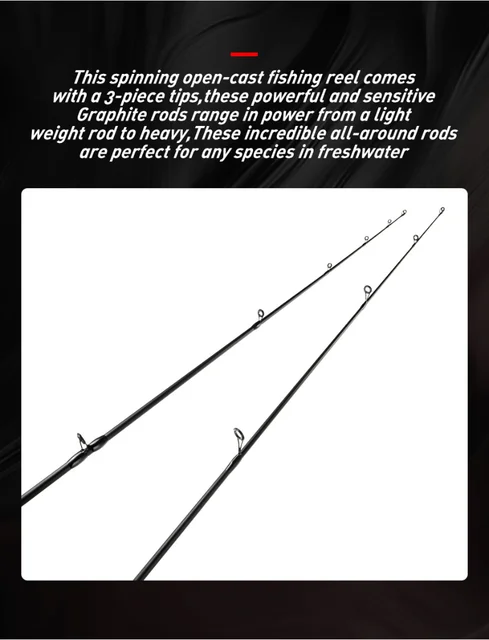 Bass Fishing Rod Carbon Fiber Spinning/casting Pole M/ML/MH 3 Tips