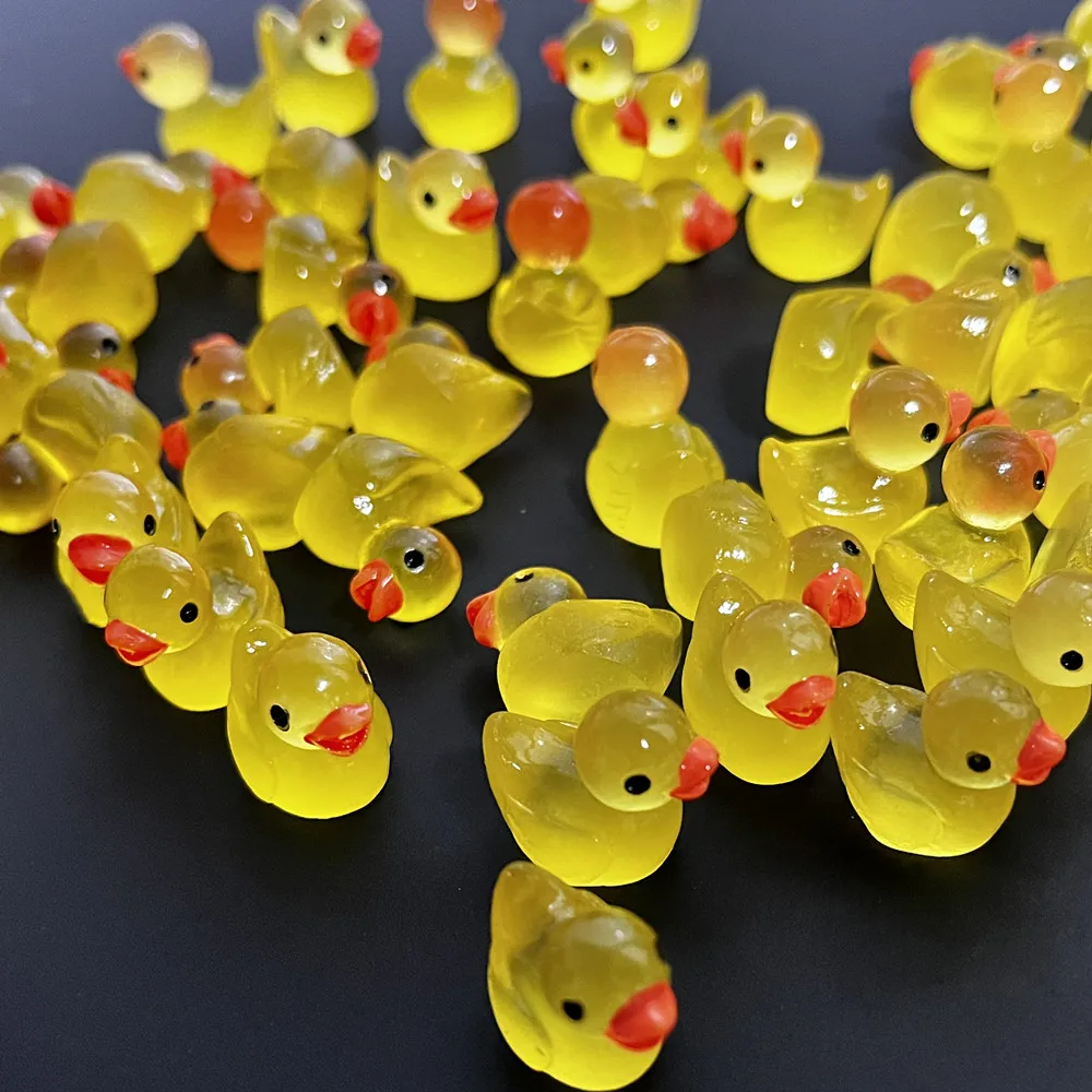 Mini Yellow Ducks Luminous Duck Ornament Miniature Figures Tiny Duck Micro Fairy Garden Landscape Fairy Garden Home Decor 50Pcs miniature figurines,miniature ornament,miniature duck figurines