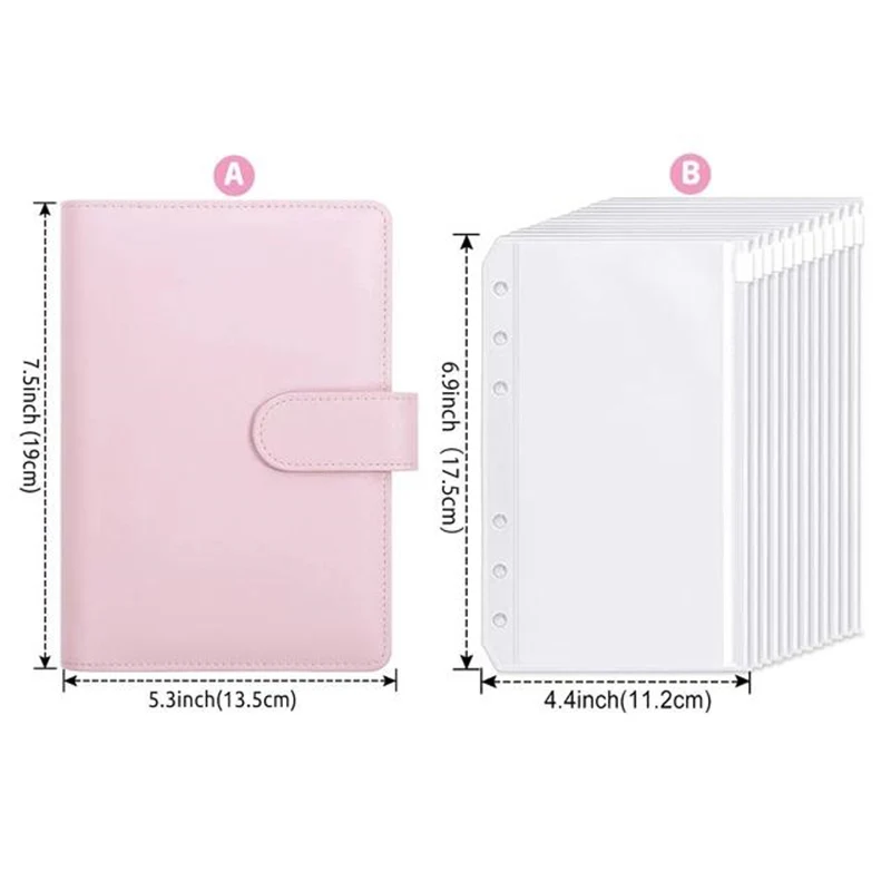 A6 PU Leather Budget Binder Notebook Cash Envelopes System Set Binder Pockets for Money Budget Saving Bill Organizer