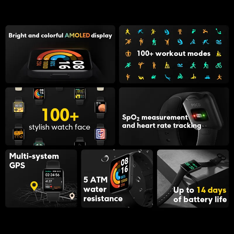 ۷ι  POCO ð, AMOLED ÷, 14  ͸, GPS ׻ ,    Ʈġ, 1.6 ġ