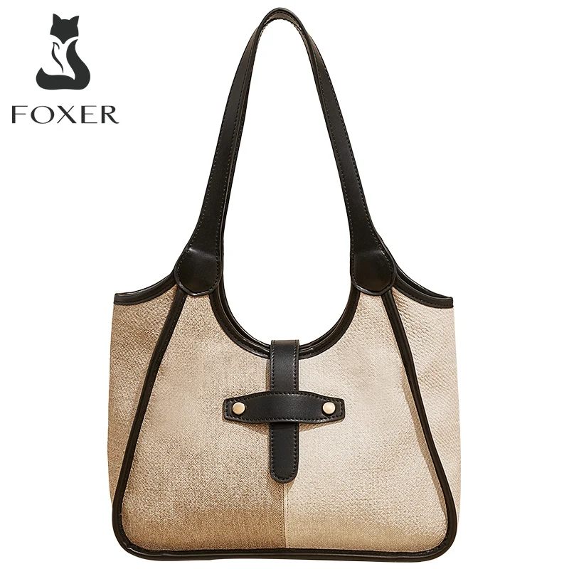 

FOXER 2024 New Designer Women's Faux Leather Handbag Classic Female PU Shoulder Bag Versatile Commute Lady Medium Size Tote Bags