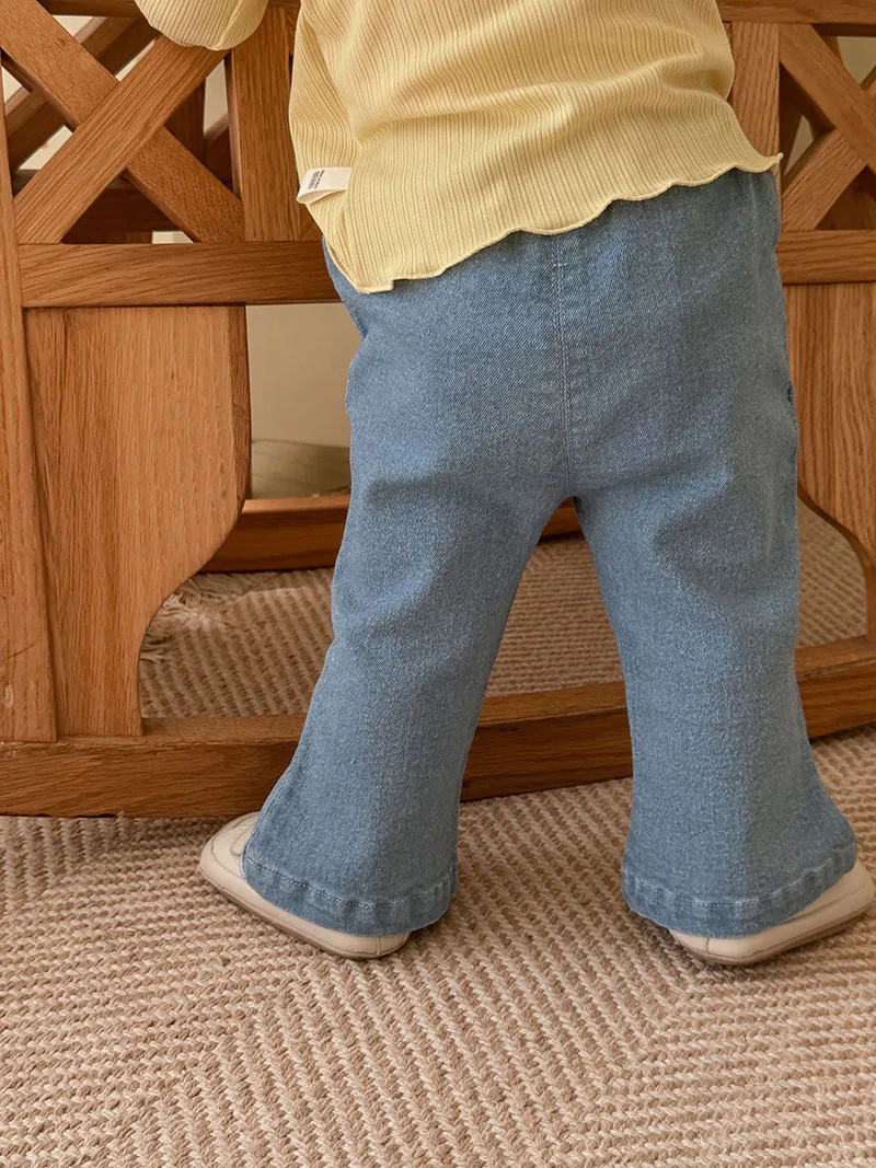 Girls Autumn Floral Embroidered Bell Bottom Pants