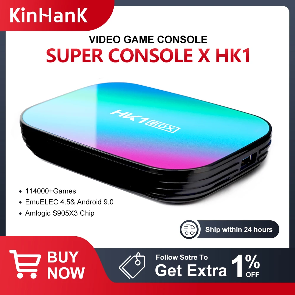 

Retro Game Console Super Console X HK1 For PSP/PS1/SS With 114000+ Games Smart TV Box Android 9.0 Amlogic S905X3 8K Dual Wifi