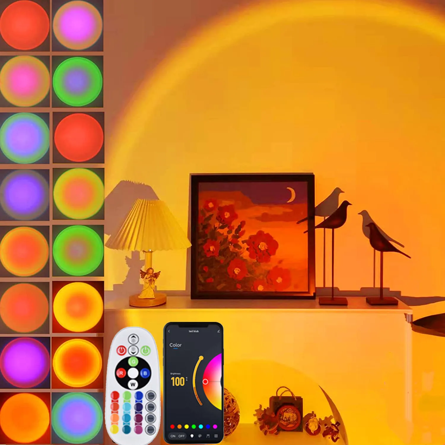 red night light Bluetooth Sunset Lamp Projector RGB 16 Colors Led Night Light Tuya Smart APP Remote Control Decoration Bedroom Photography Gift night lamp for bedroom wall Night Lights