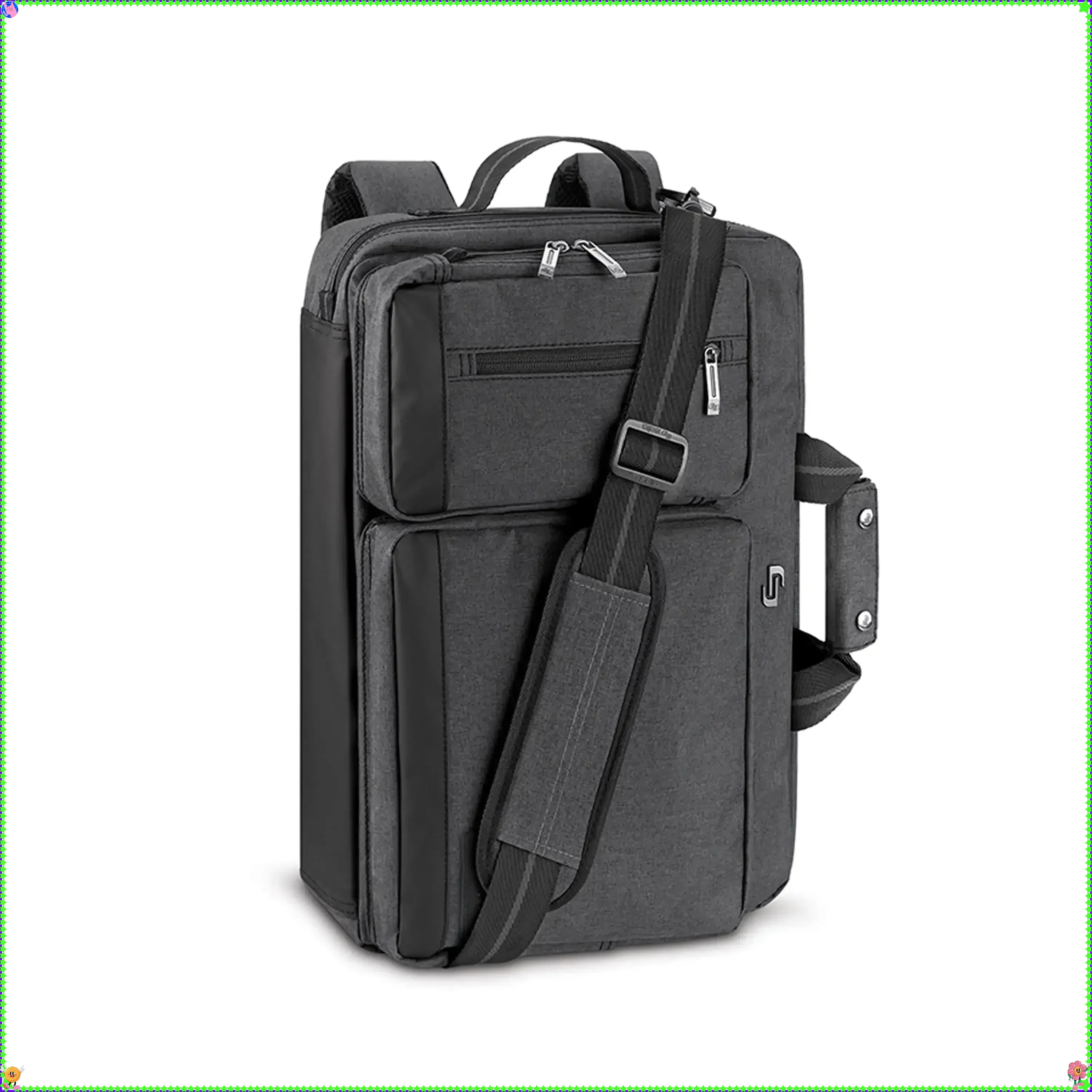 Hybrid Briefcase Backpack - Gray Laptop Tote, Convertible 15.6" Tablet Business Bag for Work & Travel