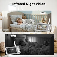 5-дюймовый радионяня с 4-кратным зумом, PTZ-камера, приложение + монитор, двойное управление, Wi-Fi, электронный радионяня, двустороннее аудио, ночное видение, детский телефон — изображение 5