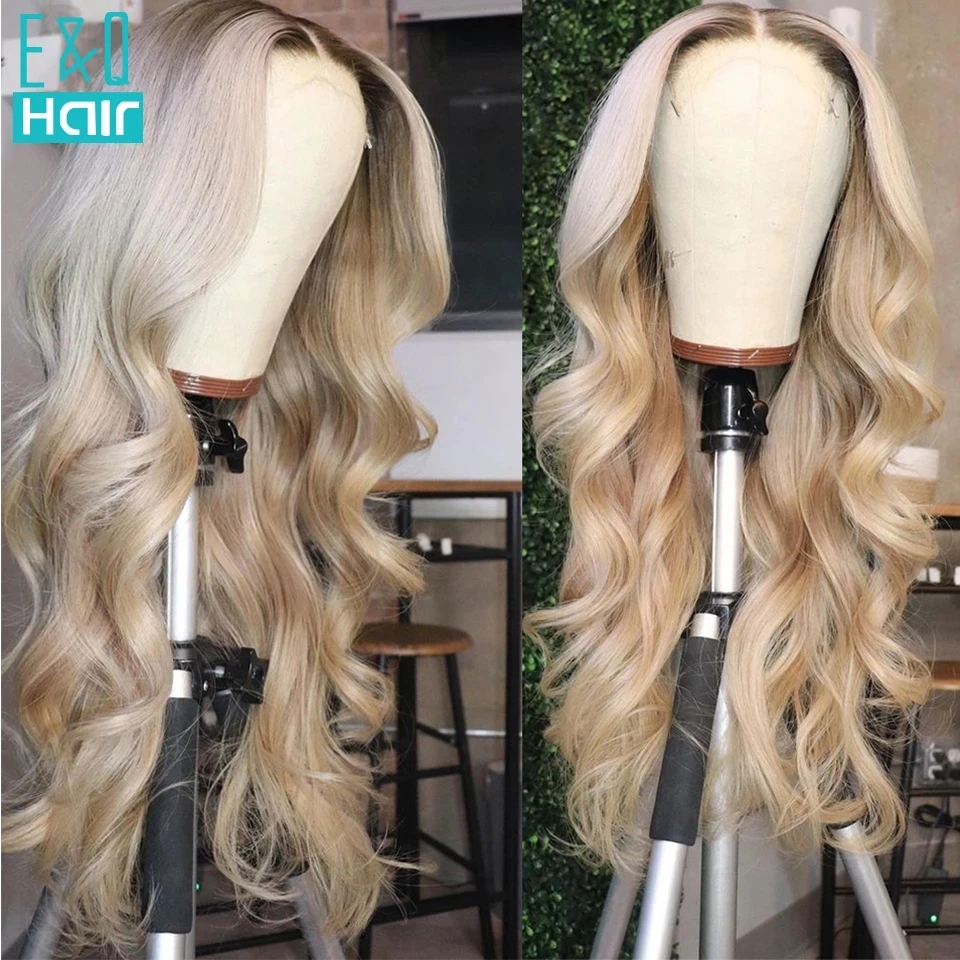 

Ombre Platinum Honey Blonde Colored Body Wave Human Hair Wigs 13X4 Transparent Lace Front Wig Brazilian Remy On Sale Glueless
