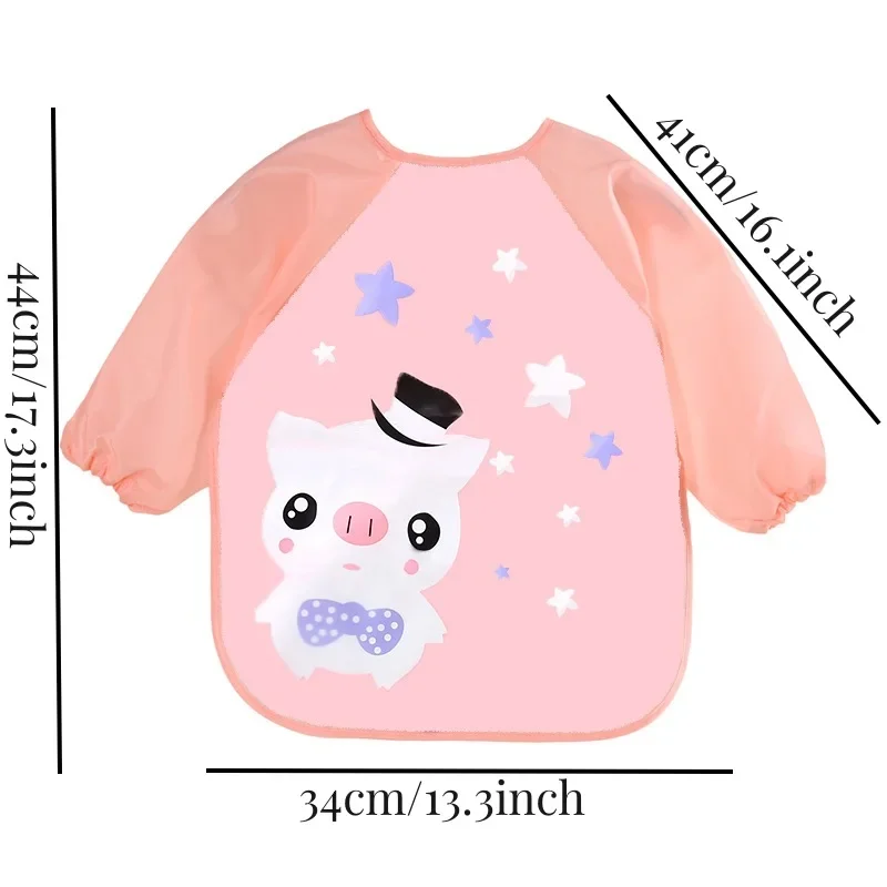 Waterproof Long Sleeve Cartoon Baby Bibs Eating Clothes Reusable Child Feeding Smock Durable Toddler Drool Proof Neck Warmer