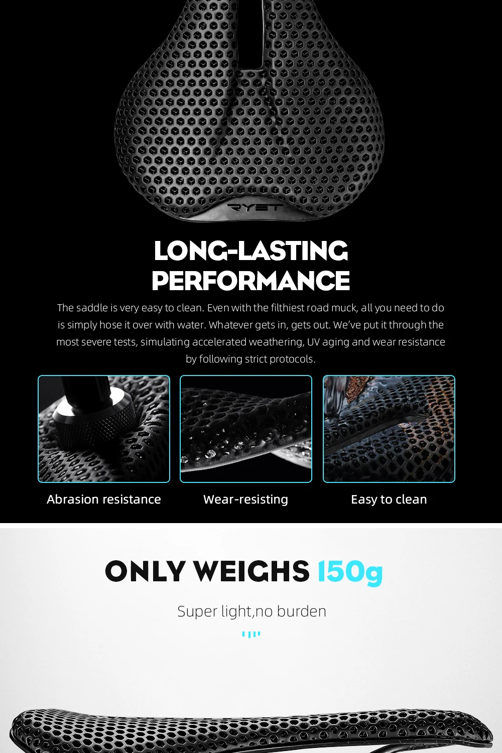 RYET 3D Printed Bike Saddle Bicycle Seat Cushion Ultralight Full Carbon Road MTB Mountain Bike Seating Cycling Accessories