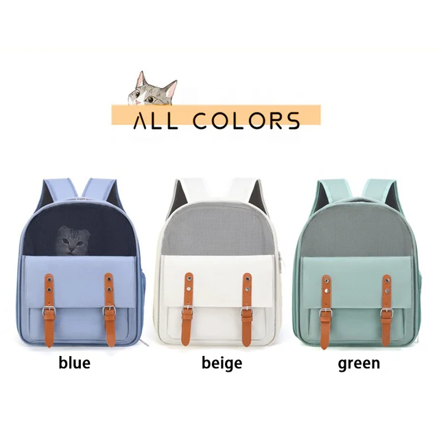 Portable Cat Carrier Backpack - Breathable Oxford & Mesh, Adjustable Straps 39x32x25cm (15.3x12.5x9.8in) for Vet/Travel 6
