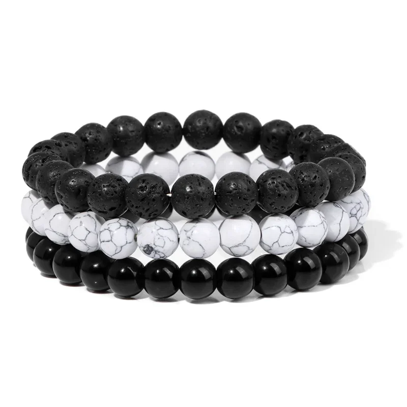 

Natural Stone Bracelet Sets 3Pcs/set Obsidian Hematite Tiger Eye Beads Bracelets Men for Magnetic Health Protection Soul Jewelry