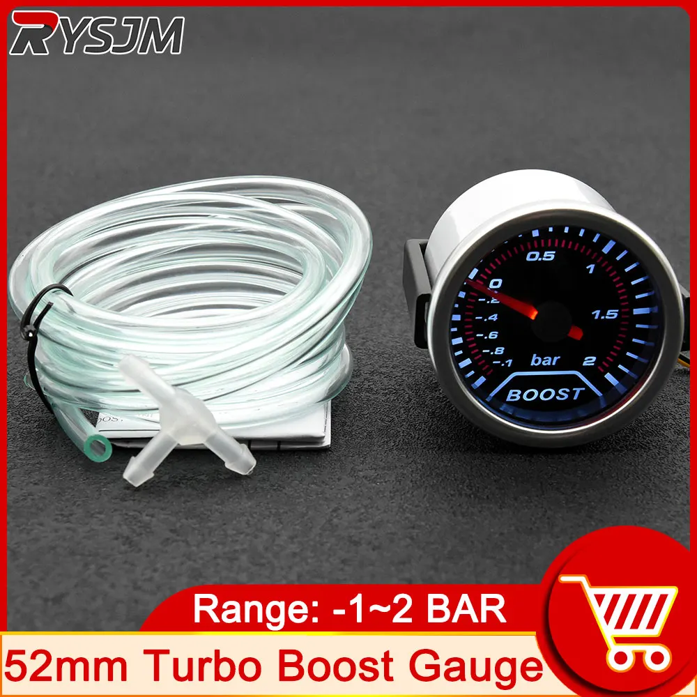 52Mm Bar Led Bianco Pressione Leggera Turbo Boost Gauge Meter 12V Auto Moto Accessori Auto Di Alta Qualità Manometro Turbo