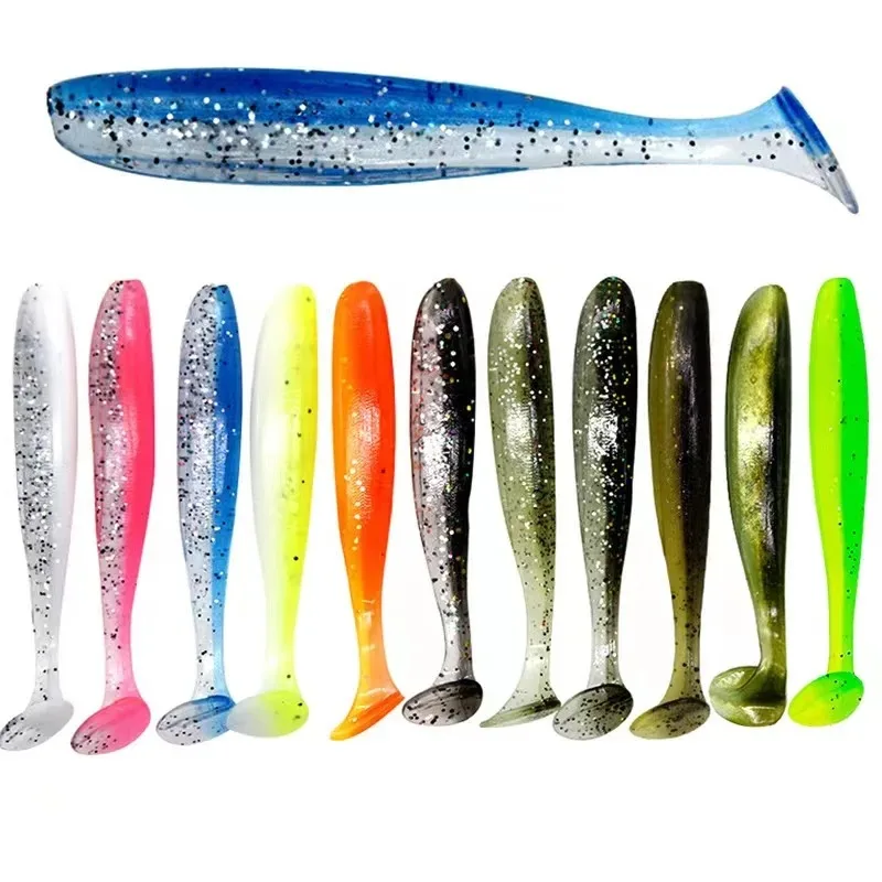 Leurres nageurs souples 70-120mm paddle tail pour pêche mer carnassiers - lot 10 pièces