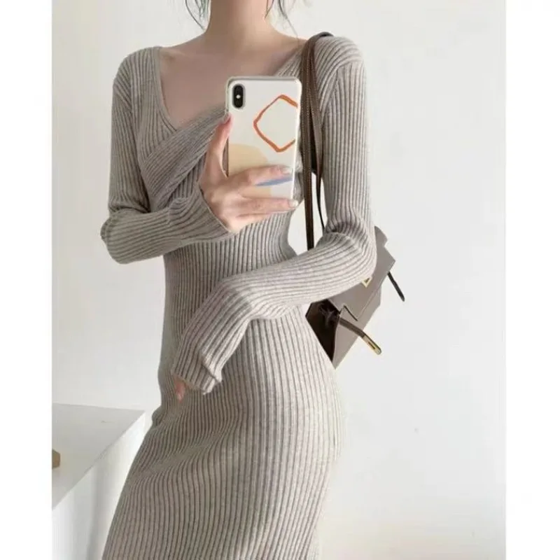 

Autumn French long woolen dress small fragrance underneath knitted dress women autumn and winter 2023 sweater pullover female