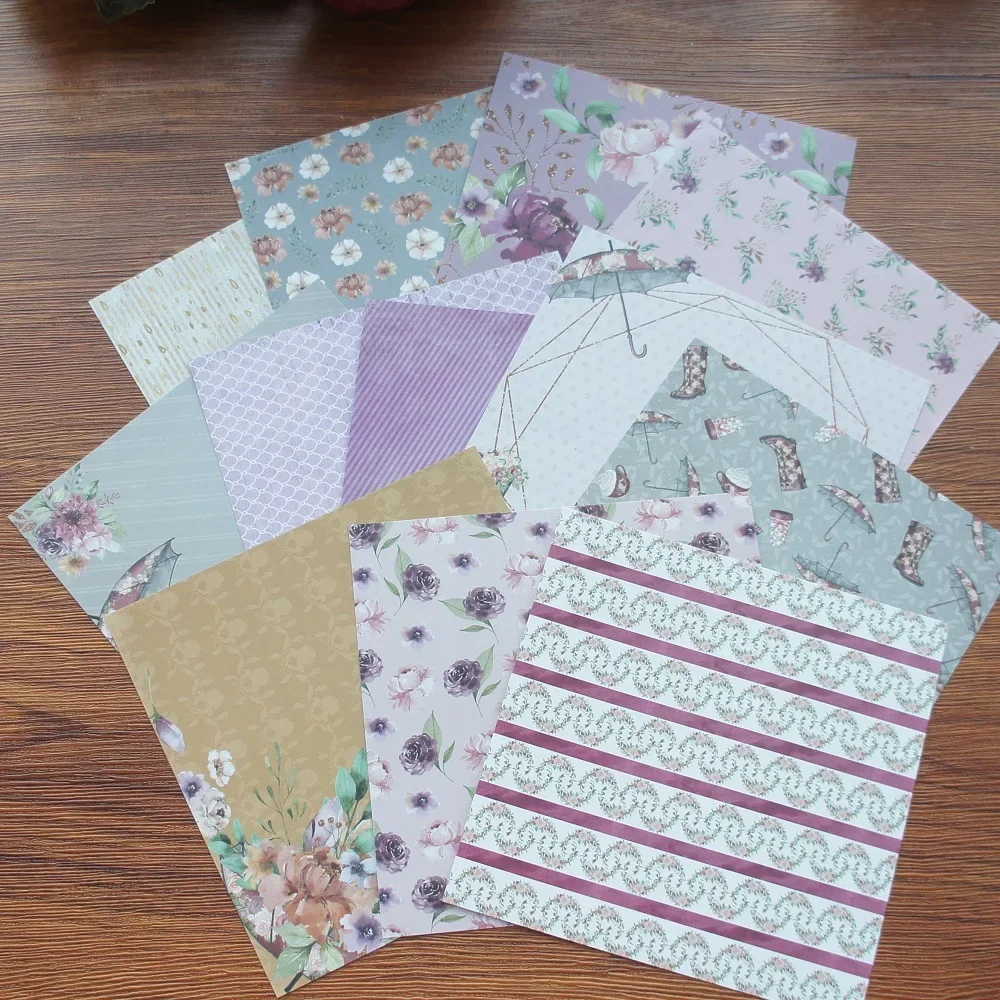 

24 Sheets DIY 12 Style 15.2*15.2cm Bring Your Favorite Umbrella on Rainy Day Craft Paper Scrapbooking Creative Handmade Gift Use