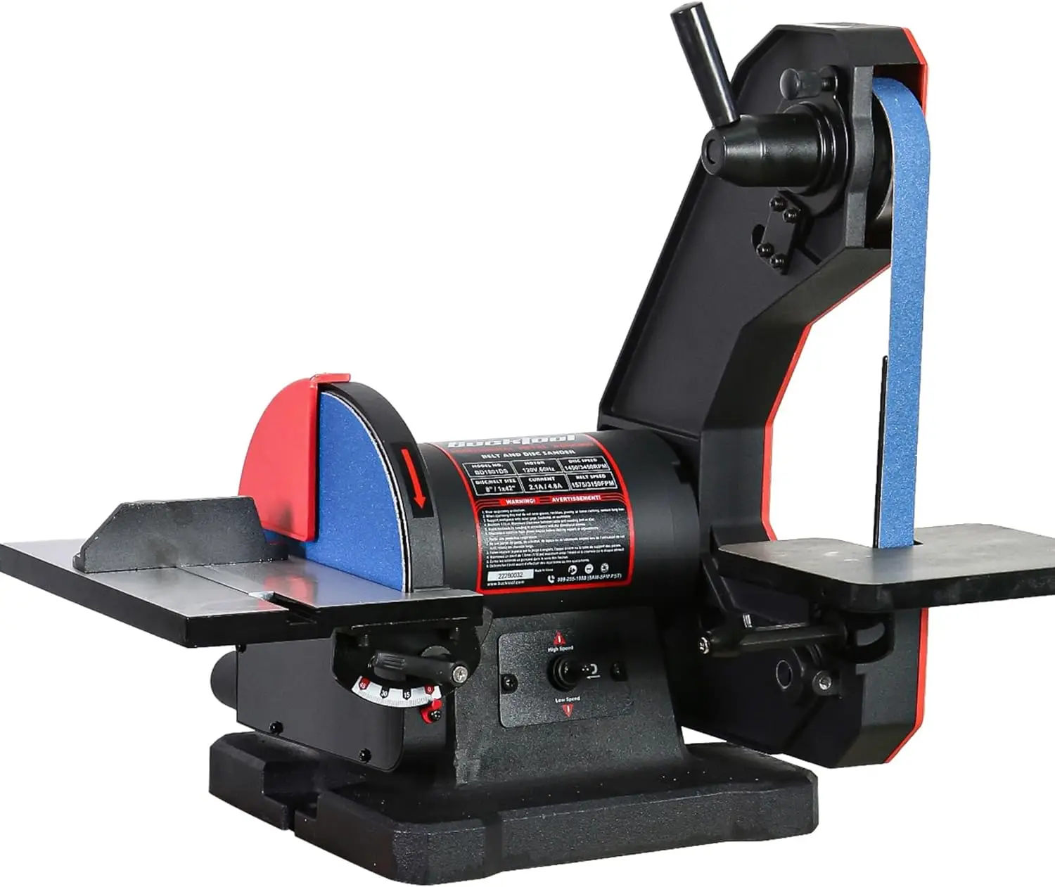 

BUCKTOOL Dual Speed 1" x 42" Belt Disc Sander Combo, Bench Knife Sharpener with Large Work Table, Professional Benchtop Belt