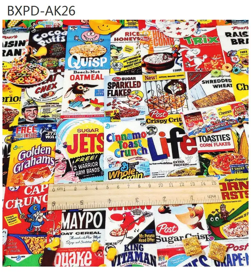 11 Kids Snack Potato Chips Collection BTY 1 Yard Cotton Woven Fabric Popular Cartoon Retro Vintage Advertising cotton fabric