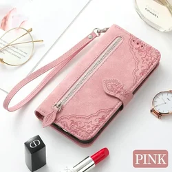 Luxury Zip Leather Book Case - Elegant Protective Coque for A33 5G (Pink)
