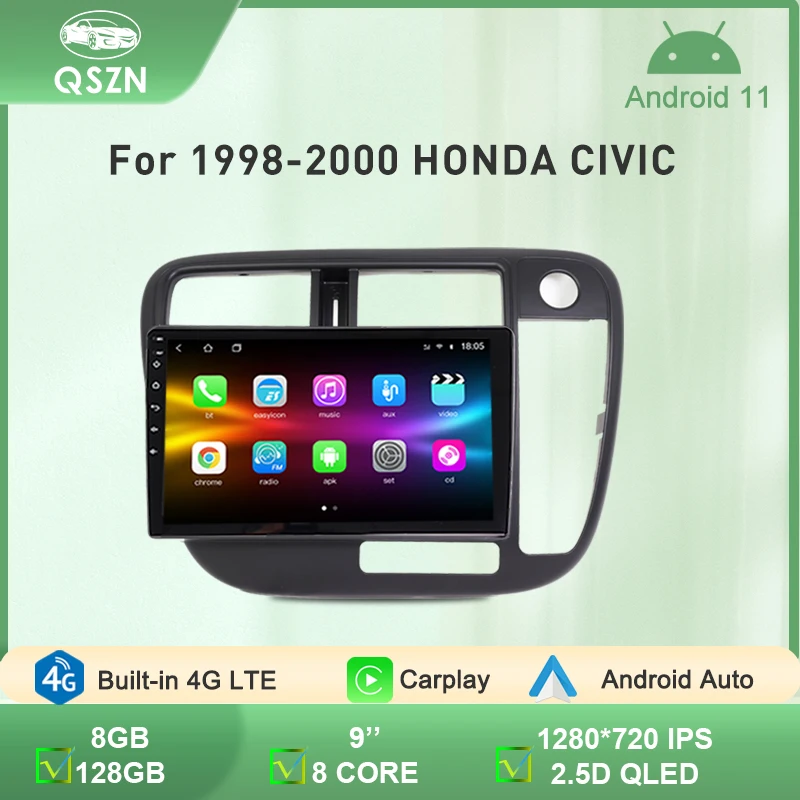 

Автомагнитола HONDA CIVIC, Android 11, автомобильный радиоплеер 8 ГБ + 128 ГБ для 1998-2000 HONDA CIVIC, 9 дюймов, RHD, GPS-навигация, стерео