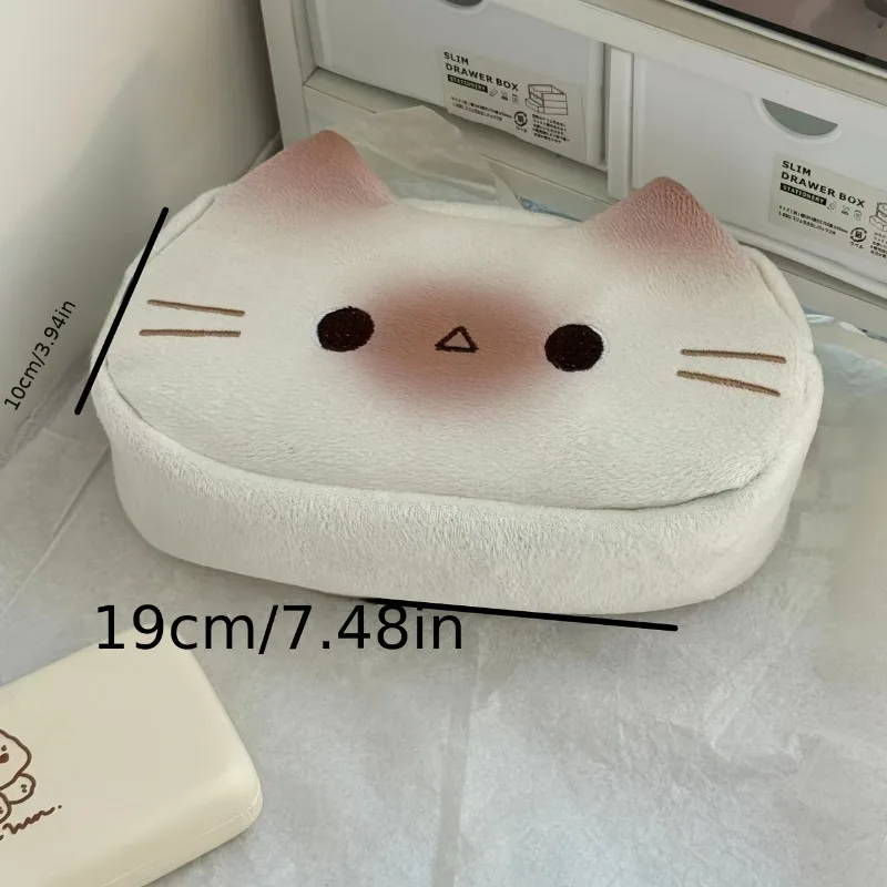 프랑스 스타일 빵 고양이 필통, 크림색 문구함, 플러시 프랑스 스타일 필통, 사무용 수납 가방.