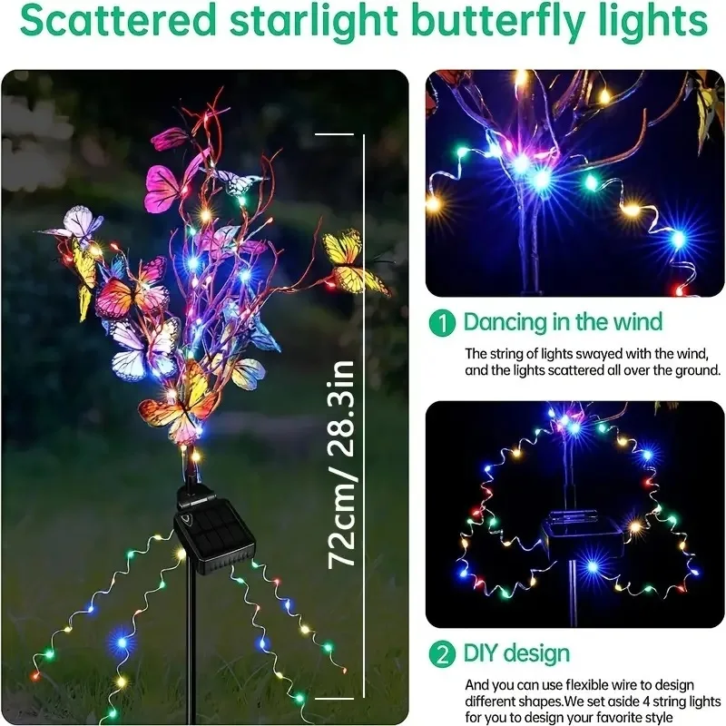 Description Picture 5 of item1pc Solar Butterfly Tree Lights Yard Outdoor Balcony Garden Waterproof Lawn Ground Insert Lights Festival Atmosphere Decor Lamps
