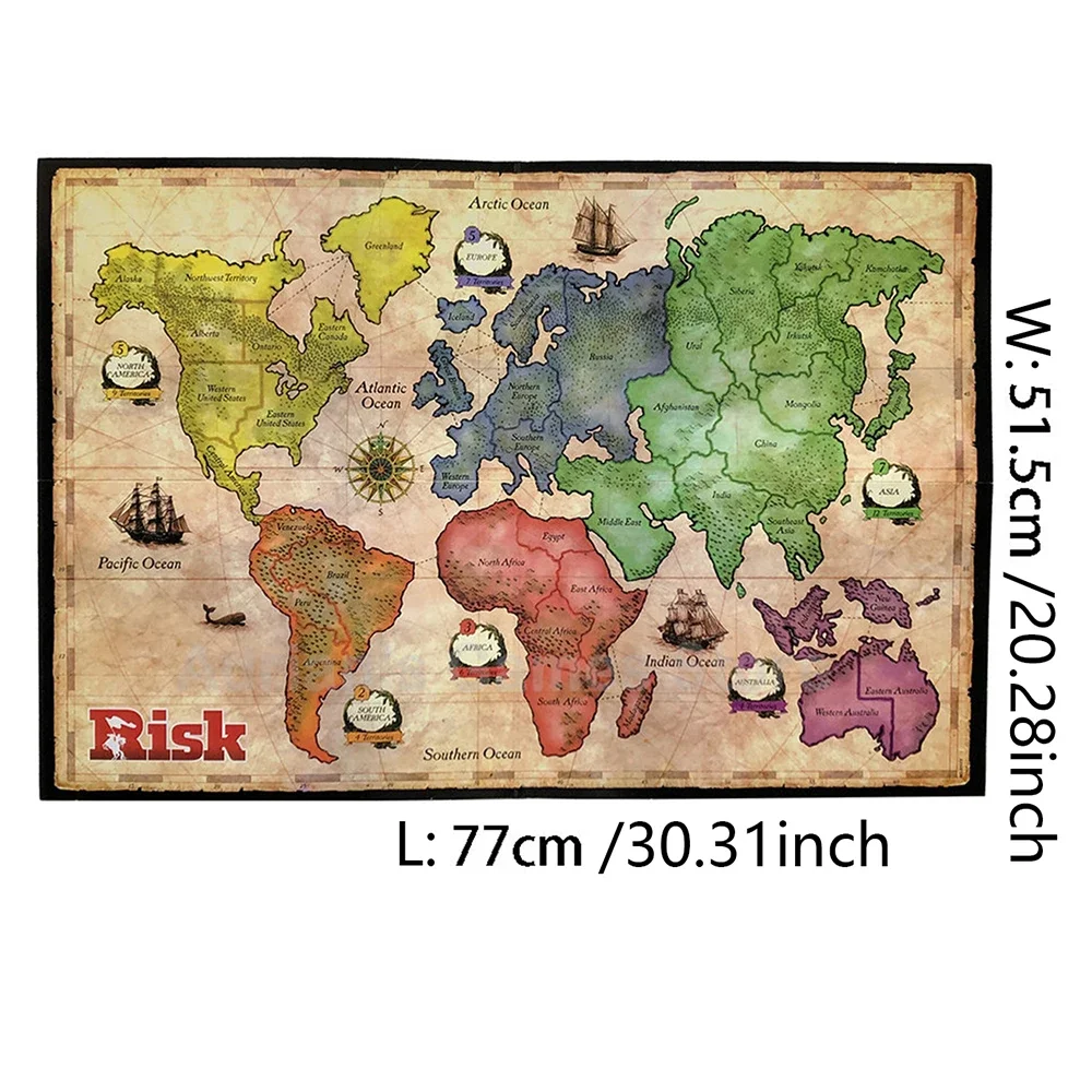 Classic Risk Interactive Card Table Game 1 Risk-Strategic Conquest Game -2 to 5 Players-Family Checkerboard -1 Year Old