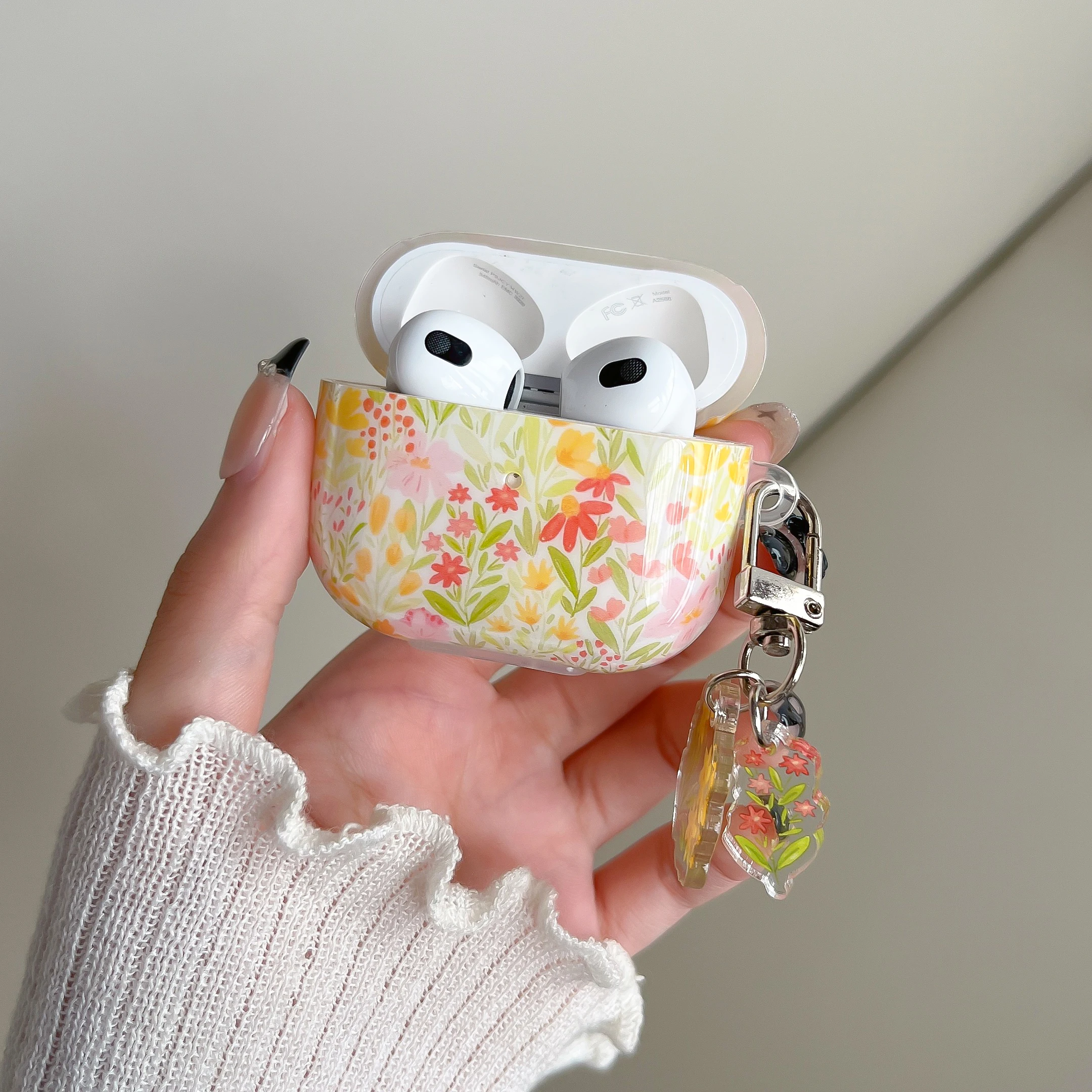 Glam Floral Pattern TPU AirPods Case