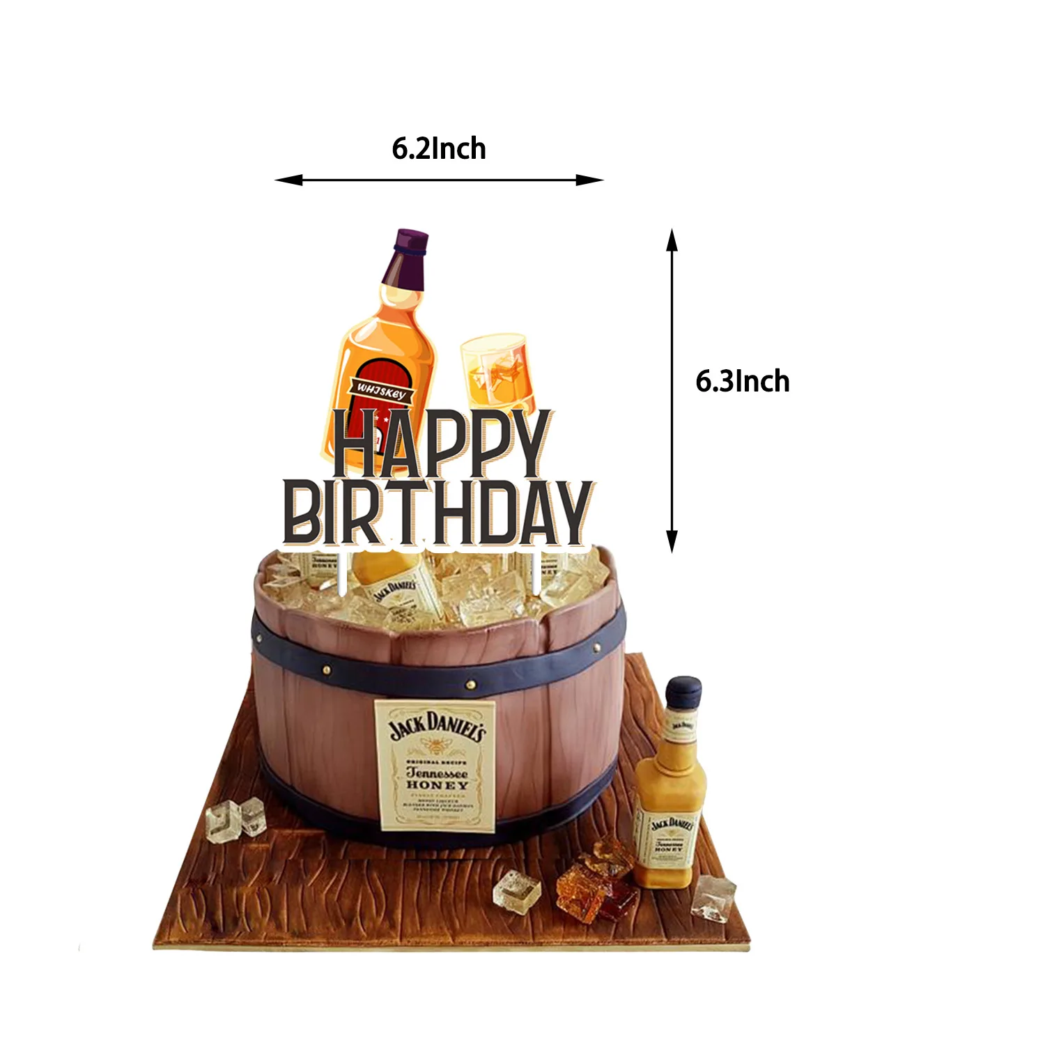 Whiskey-Geburtstagsparty-Dekorationen, Whiskey-Flaschen-Folienballon, Banner, Tortendekorationen für Männer und Frauen, 30., 40., 50. Geburtstag – Detail 1