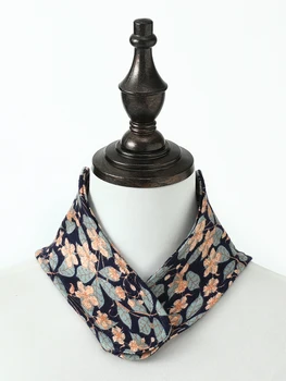 Scaldacollo Autunno Inverno Donna Morbido cotone Stampa Piccola sciarpa Bowknot Fazzoletto da collo Chiusura a scatto Seni Collare ad anello caldo Unisex 1