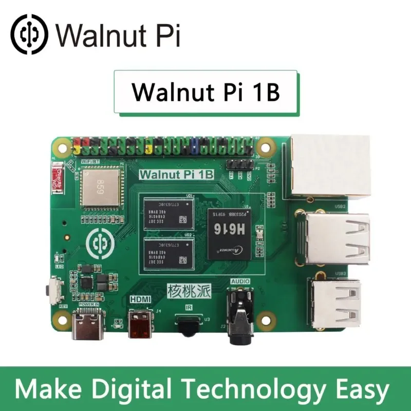 Ореховый Pi 1B 1 ГБ ОЗУ DDR3 Allwinner H616, умная плата с Wi-Fi
